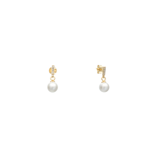 Women's Earrings Silver 925-Gold Plated Pearl-Zircon 4TA-SC232-3 Prince