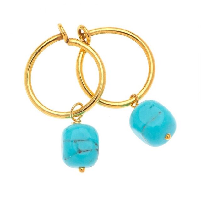 Women's Hoop Earrings With Semi Precious Stone Silver 925-Gold Plated 50948 Arteon