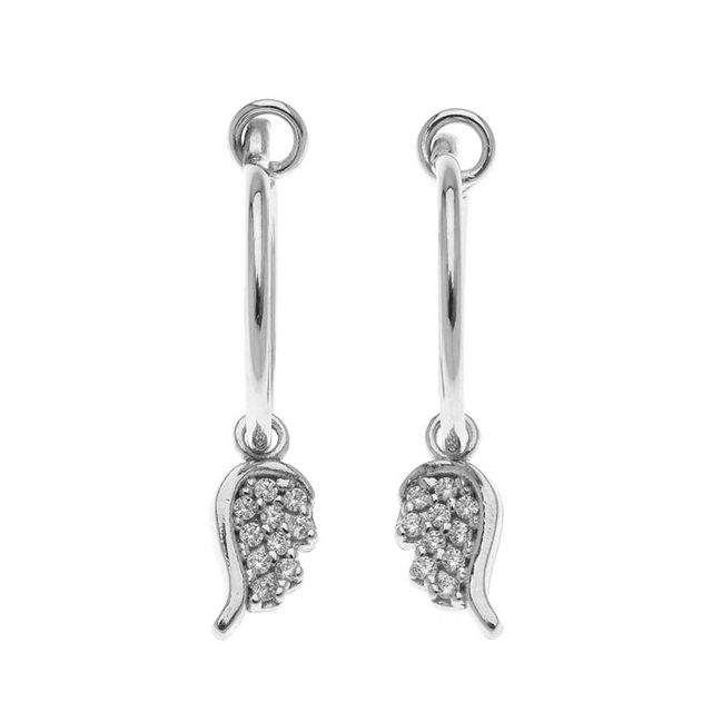 Women's Hoop Earrings Feather-Zircon Silver 925 51013  Arteon
