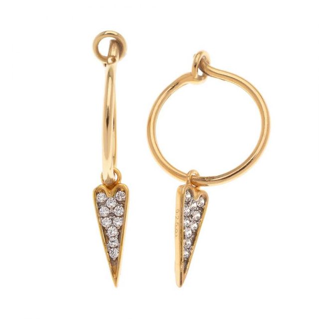 Hoop Earrings Heart-Zircon Silver 925 Gold Platet 51033  Arteon