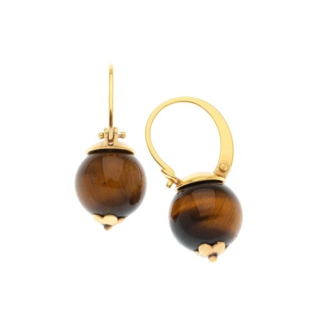 Women's Earrings With Tiger Eye Stone Silver 925-Gold Plated 51200 Arteon