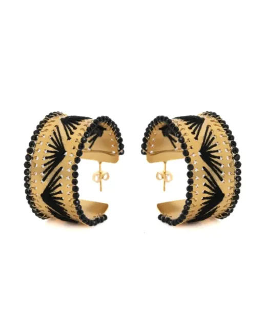 Women's Handmade Impressive Wedding Earrings Zirconia Nufaro Black Brass 5459 LifeLikes
