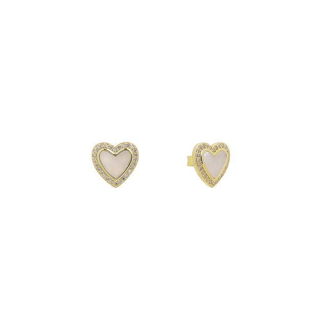 Women's Heart Stud Earrings Silver 925 With Zircon 5F-SC079-3 Prince