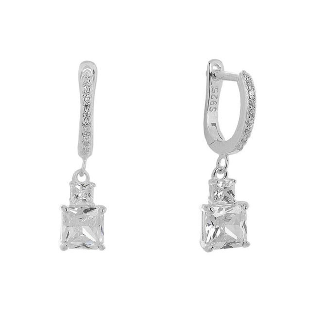 Women's Hoop Earrings With Charm Silver 925-Rhodium Plating IP Zircons CZ 5TU-SC010-1 Prince