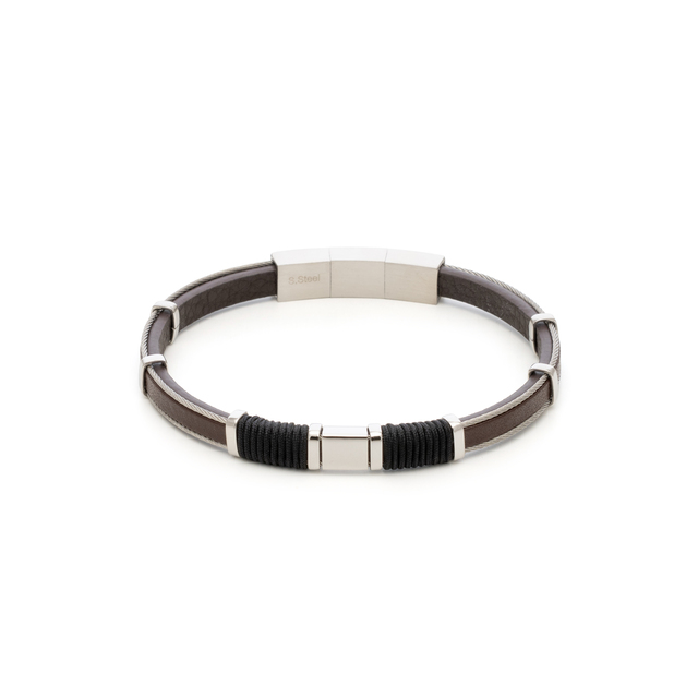 Men's Bracelet Visetti 61C-BR396SC Steel 316L-Brown Leather