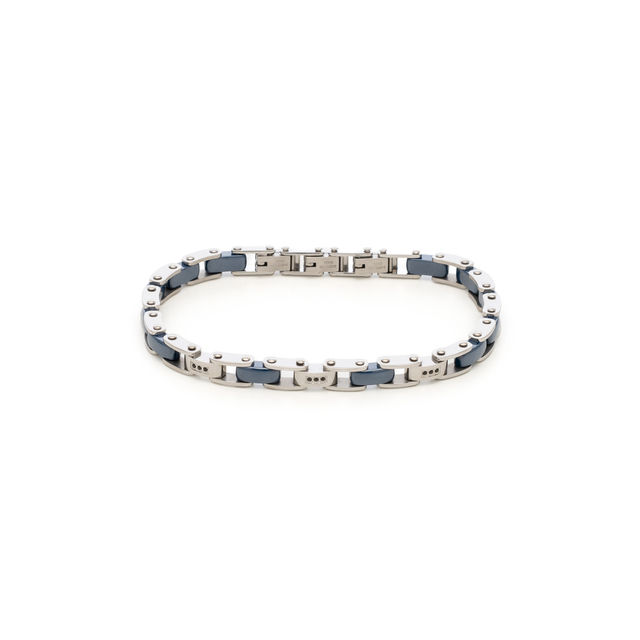 Ανδρικό Βραχιόλι  Ατσάλι 316L Με Πέτρες Μπλε Αιματίτη 61C-BR426SM Visetti 