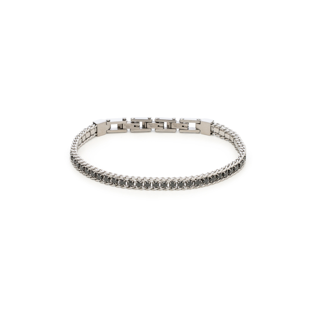 Men's  Bracelet 61C-BR435SB Visetti Steel 316L- Black Zircons cz