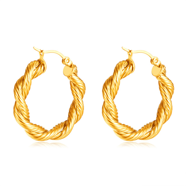 Women's Twisted Hoop Earrings Visetti 62B-SC011G Steel 316L Gold IP
