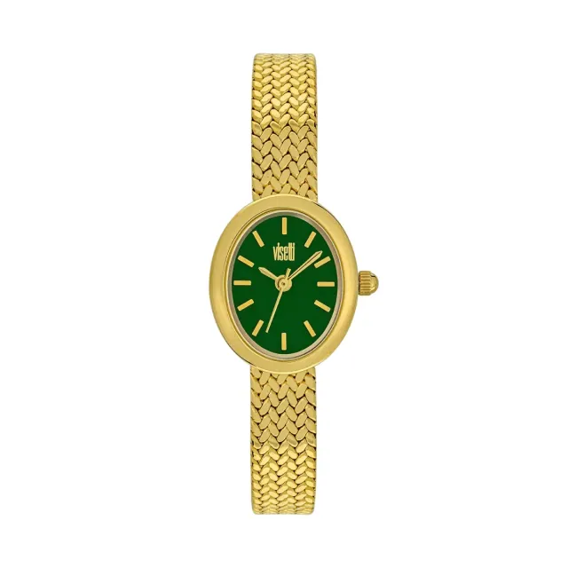 Γυναικείο Ρολόι Perle Visetti 62Z-SW021GV Steel 316L-Gold IP-Πράσινο Καντράν