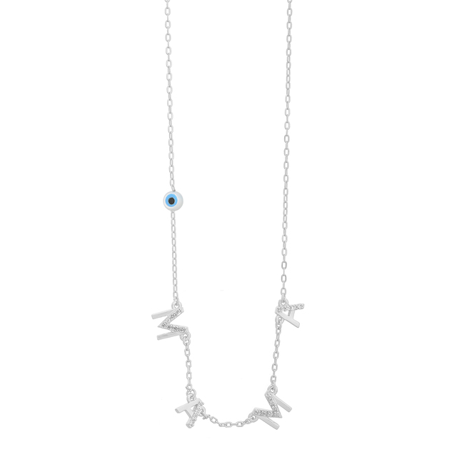 Women's Mom Necklace With White Zircons And Eye Silver 925-Platinum Plating 6A-KD370-1 Prince