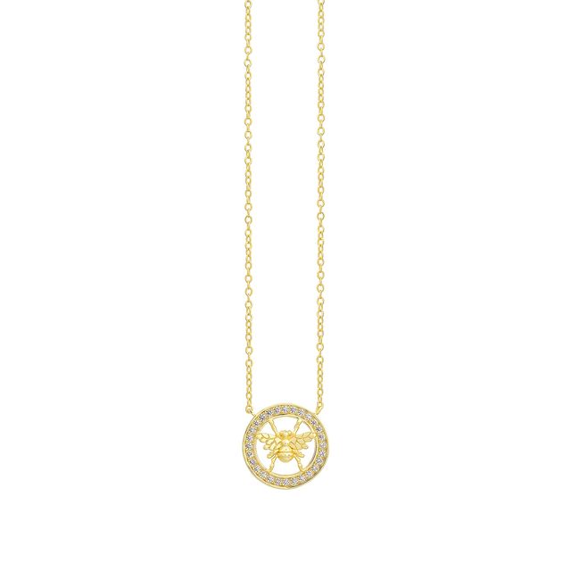 Women's Necklace Bee Silver 925 With Gold Plating IP-Zirconia 6CT-KD003-3 Prince