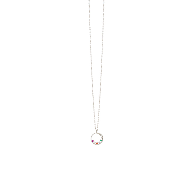 Women's Necklace Silver 925-Rhodium Plating IP-Multicolored Zircons 6F-KD129-1O Prince