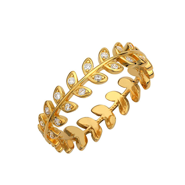 Γυναικείο Δαχτυλίδι Leaves Με Ζιργκόν Επιχρυσωμένο Ασήμι 925 8A-RG092-3 Prince