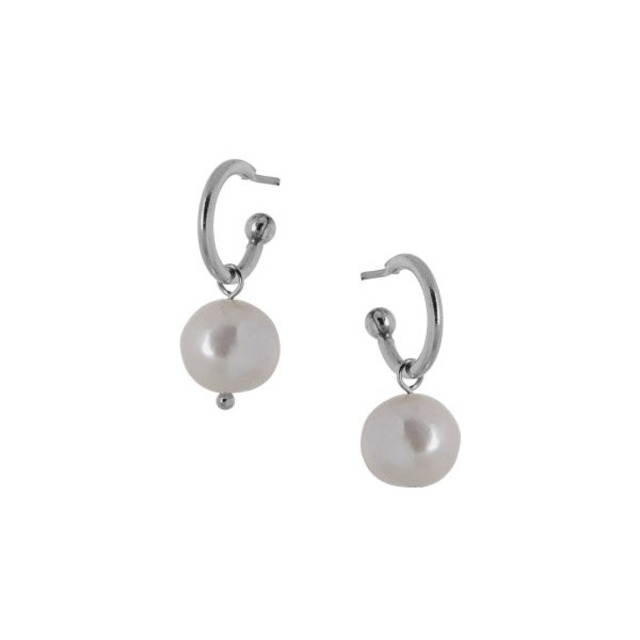 Women's Earrings Hoops Silver 925-Pearl  8A-SC161-1  Prince