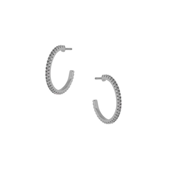 Women's Hoop Earrings Zircon Silver 925-Rhodium Plating 8A-SC188-1 Prince