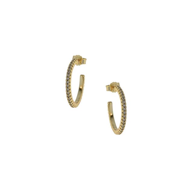 Women's Hoop Earrings Zircon Silver 925-Gold Plating 8A-SC188-3 Prince