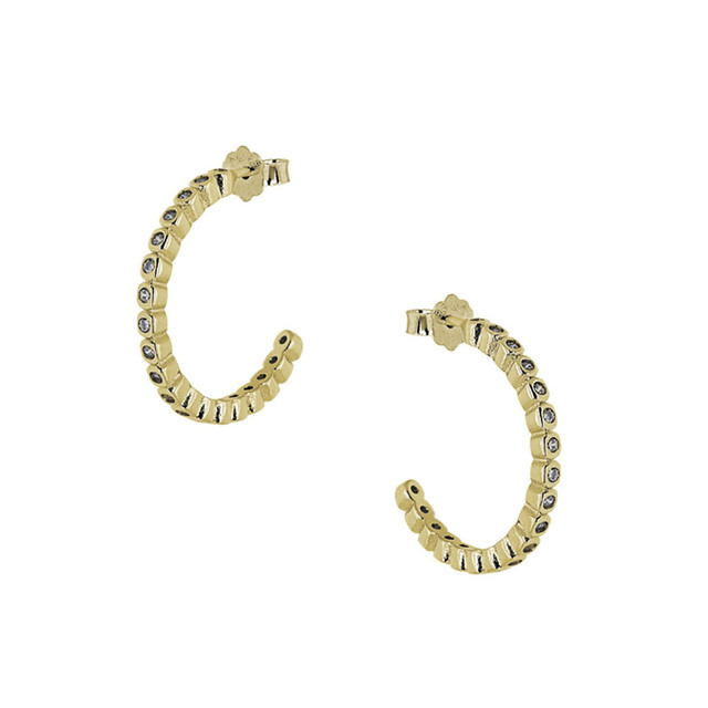 Women's Hoop Earrings Zircon Silver 925-Gold Plating 8A-SC190-3 Prince