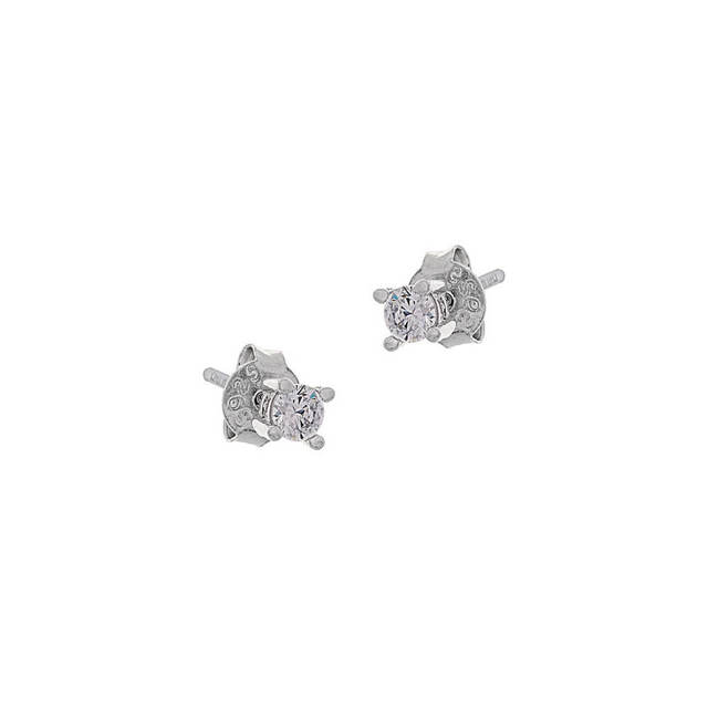 Women's Single Stone Earrings Silver 925-Rhodium Plating Zircon 9A-SC032-3 Prince