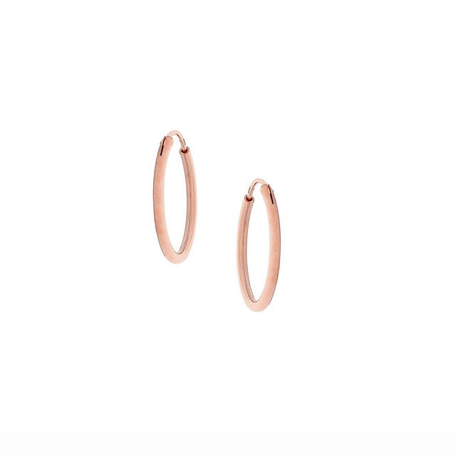 Women's Hoop Earrings Silver 925-Pink Gold Plating 9A-SC067-2 Prince