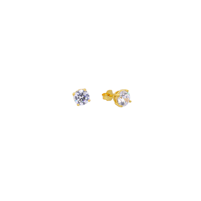 Women's Single Stone Earrings Silver 925-Gold Plating Zircon 9A-SC100-3 Prince