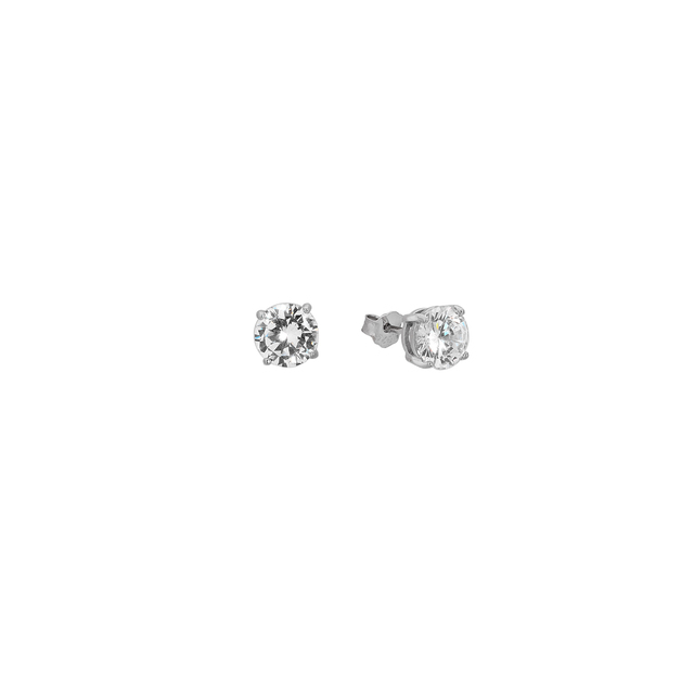 Women's Single Stone Earrings Silver 925-Rhodium Plating Zircon 9A-SC101-1 Prince