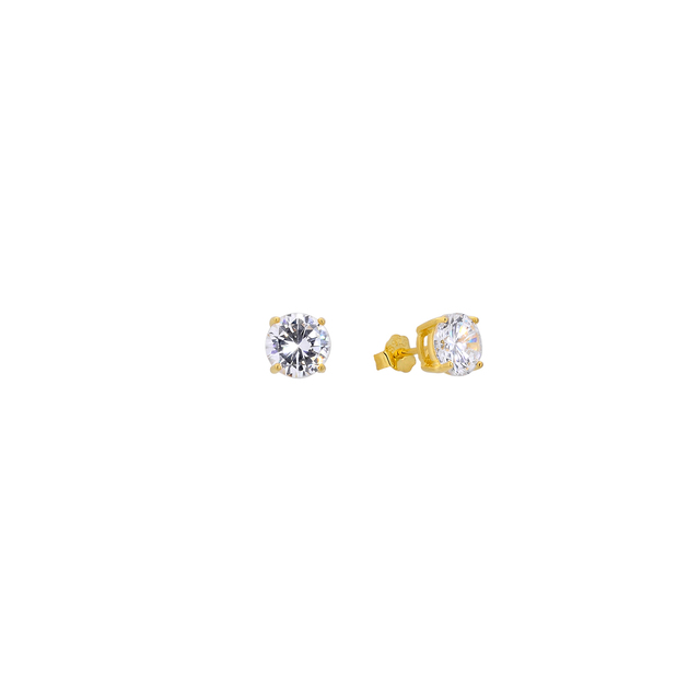 Women's Single Stone Earrings Silver 925-Gold Plating Zircon 9A-SC101-3 Prince