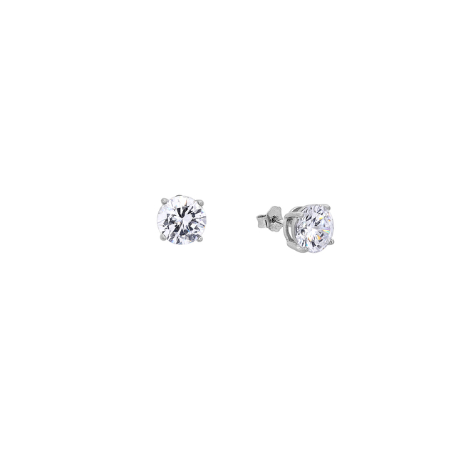 Women's Single Stone Earrings Silver 925-Rhodium Plating Zircon 9A-SC102-1 Prince