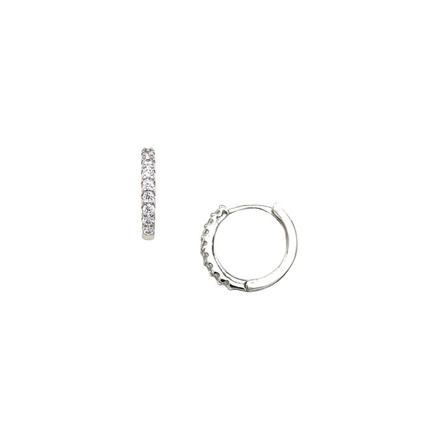 Women's Hoop Earrings Zircon Silver 925  9A-SC128 Prince