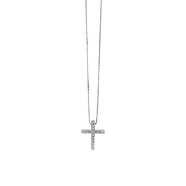 Women's Necklace Cross Silver 925 Rhodium Plated-Zircons 9C-KD009-1 Prince