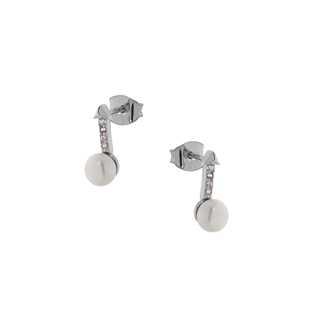 Women's Earrings  Silver 925-Rhodium Plating Pearl-Zircon 9C-SC004-1 Prince