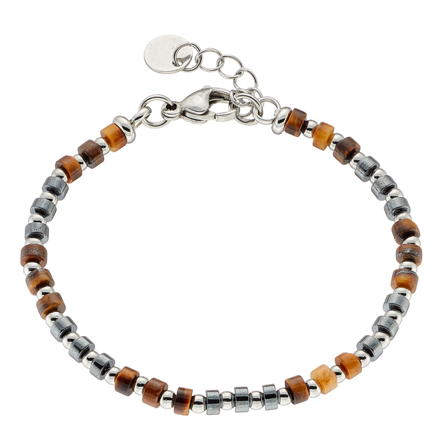 Men's Bracelet Steel 316L With Semi-Precious Stones N-00556 Artcollection