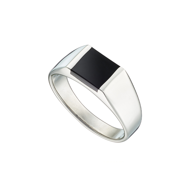 Men's Ring Black Onyx Steel 316L N-03820 Artcollection