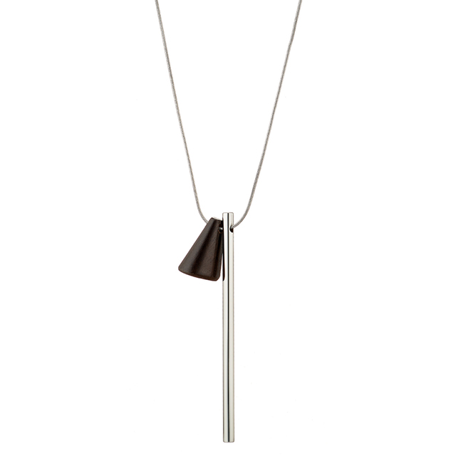 Women's Long Necklace With Wooden Element N-07345W Artcollection 316L Steel