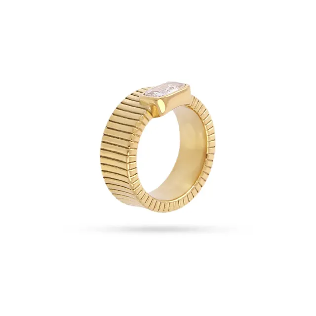 Γυναικείο Δαχτυλίδι Essentials Orli BAN196D Anartxy Χειρουργικό Ατσάλι 316L-Επιχρύσωση IP Λευκό Λευκό Ζιργκόν