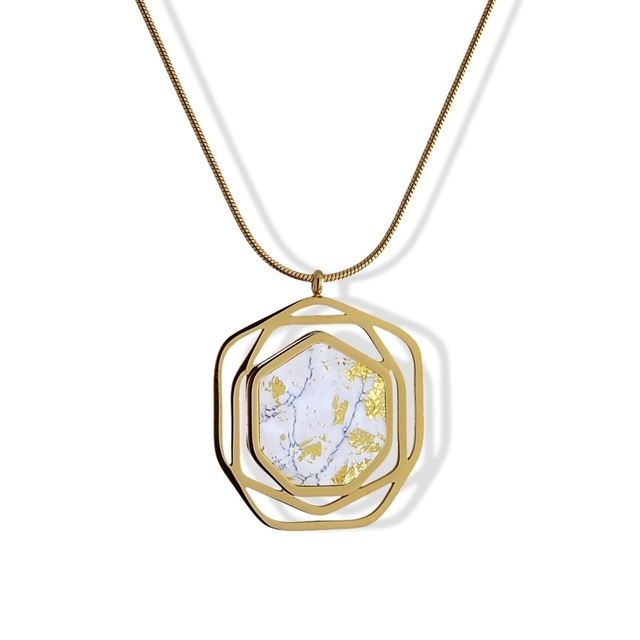 Women's Necklace Aster BCO835BL Anartxy Surgical Steel 316L-Gold Plated White Opaque Crystal