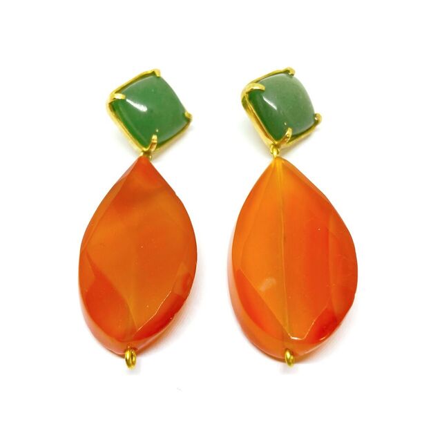 Women's Gaia Earrings Desperate Design Bronze Green Aventurine-Cornelian Agate