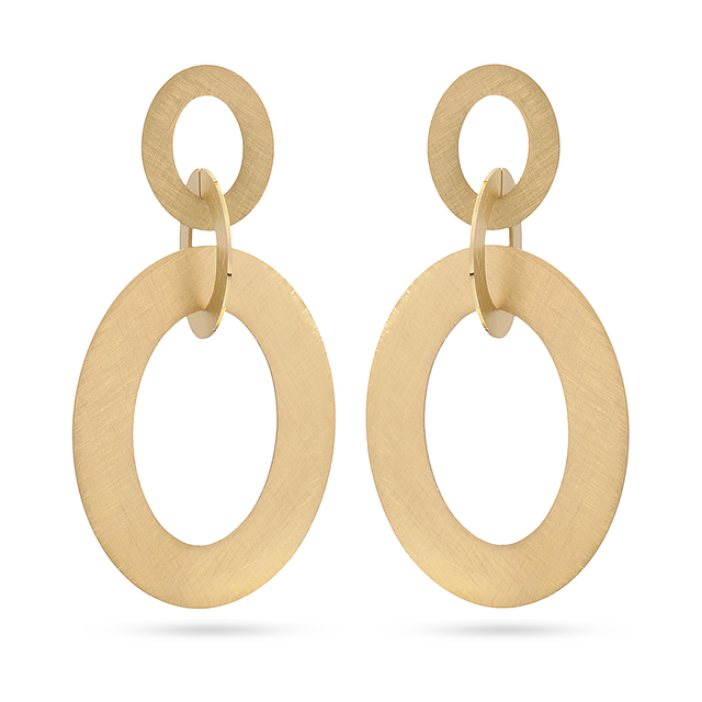 Γυναικεία Μακριά Οβάλ Σκουλαρίκια  CPE884D Anartxy Ατσάλινα-Επιχρύσωση IP 