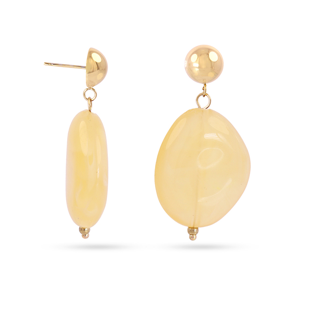 Women's Long Boho Earrings DPE338 Surgical Steel 316L Gold Plated IP-Semiprecious Stone Anartxy