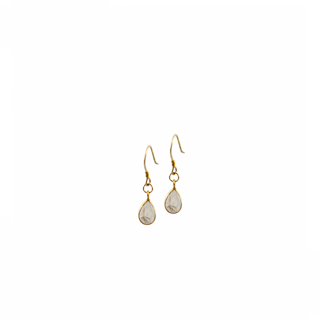 Women's Earrings Small Tear KRAMA JEWELS Silver 925-Gold Plated Briole Moonstone KS0293
