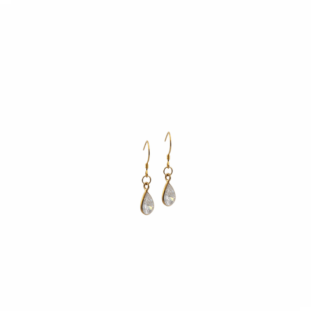 Earrings Small Tear KRAMA JEWELS Silver 925-Gold Plated Briole White Zirconia KS0294
