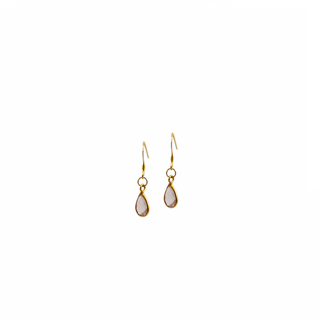 Women's Earrings Small Tear KRAMA JEWELS Silver 925-Gold Plated Briole Pink Quartz KS0295