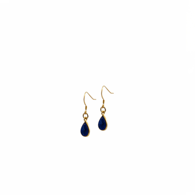 Women's Earrings Small Tear KRAMA JEWELS Silver 925-Gold Plated Briole Lapis Lazouli KS0299