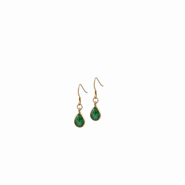 Earrings Small Tear KRAMA JEWELS Silver 925-Gold Plated Briole Emerald KS00297