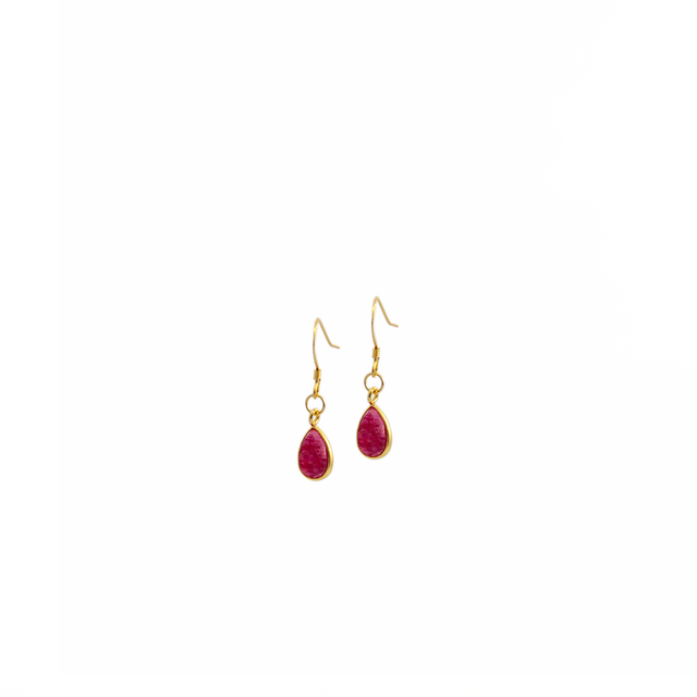 Women's Earrings Small Tear KRAMA JEWELS Silver 925-Gold Plated Briole Ruby KS0298