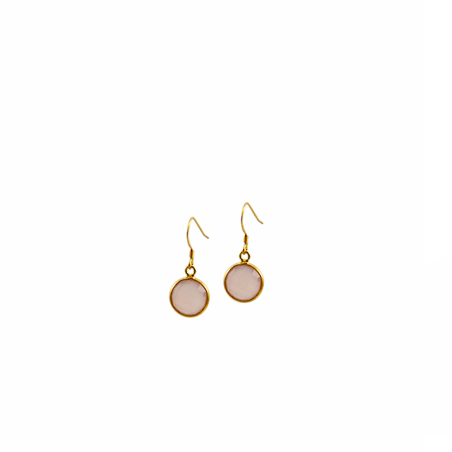 Women's Earrings  KRAMA JEWELS Silver 925-Gold Plated Round Briole Pink Quartz KS00305