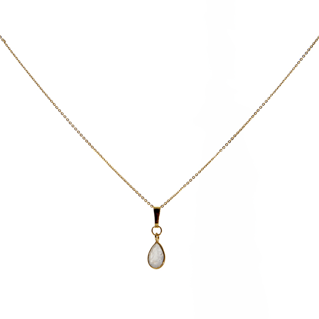 Women's Necklace Small Tear KRAMA JEWELS Silver 925-Gold Plated Briole Moonstone KK00409