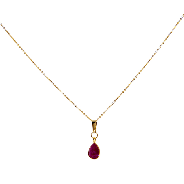 Women's Necklace Small Tear KRAMA JEWELS Silver 925-Gold Plated Briole Ruby KK00414