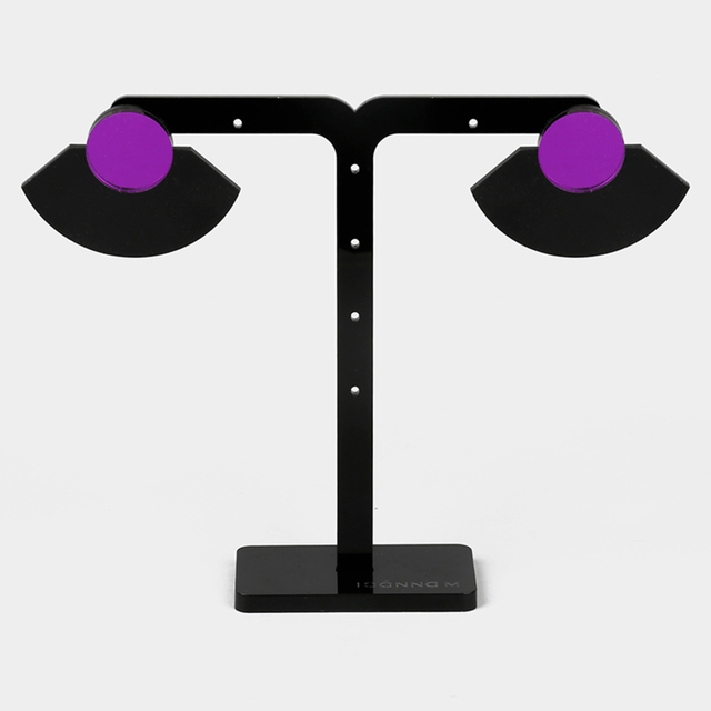 Γυναικεία Χειροποίητα Σκουλαρίκια Abstract Minimal Black–Plexi Glass  ΙΟΑΝΝΑ Μ  EEO03M11 Μωβ-Μαύρο