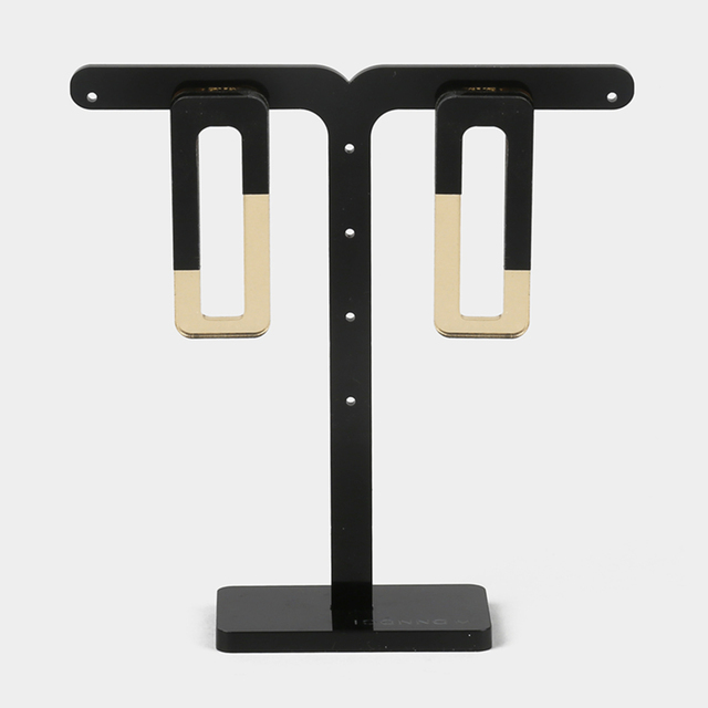 Γυναικεία Χειροποίητα Σκουλαρίκια Συνδετήρας–Plexi Glass ΙΟΑΝΝΑ Μ EΙΙ01Μ1 Σαμπανί-Μαύρο