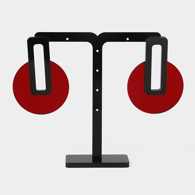 Γυναικεία Χειροποίητα Σκουλαρίκια Στρόγγυλος Συνδετήρας – Plexi Glass ΙΟΑΝΝΑ Μ EOI01M4 Μπορντώ-Μαύρο